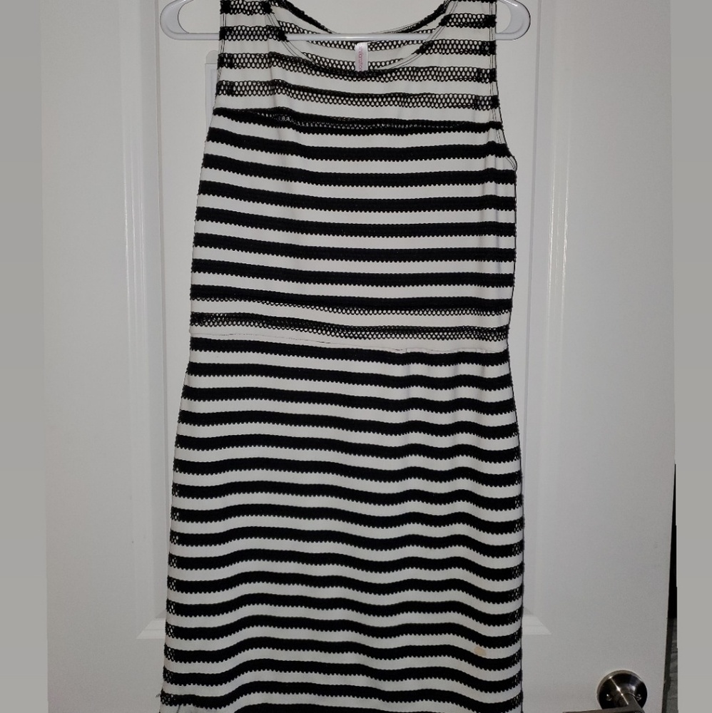 New Xhilaration Striped Mesh Black & White Dress